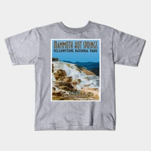 Mammoth Hot Springs retro travel poster image Kids T-Shirt